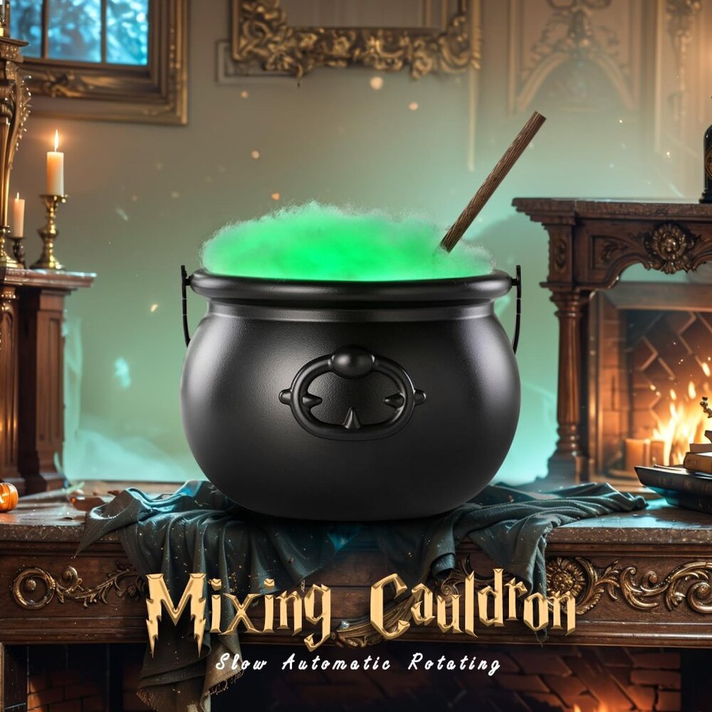 Halloween Decorations Indoor - Magic Auto Mixing Witches Cauldron  Black Plastic - Picture 8 of 9